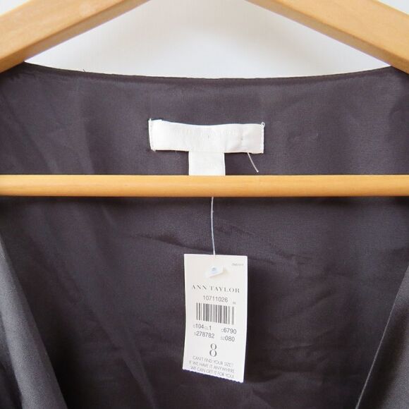 Ann Taylor Dress Womens 8 Minimalist Classic Black Day A-Line Silk Knee Length - Picture 4 of 16